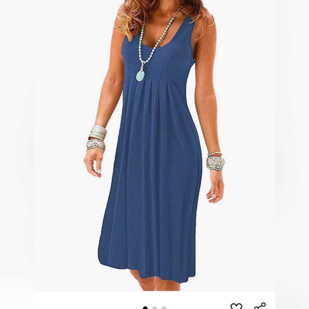 Sleeveless Navy Blue Midi Dress